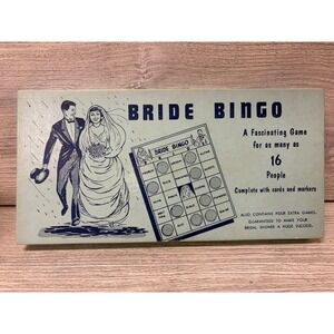 BRIDE BINGO Wedding Bridal Shower Game Vintage 50's Theme Decor 1957 Retro #1027